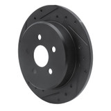 R1 03-10 Chrysler PT Cruiser Rear Left Drilled & Slotted Black Brake Rotor