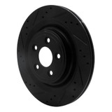R1 06-15 Jaguar Super V8 Rear Left Drilled & Slotted Black Brake Rotor