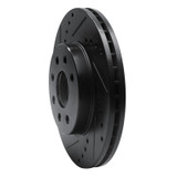 R1 00-02 Daewoo Nubira Front Left Drilled & Slotted Black Brake Rotor