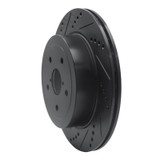 R1 05-07 Subaru Impreza Rear Left Drilled & Slotted Black Brake Rotor