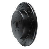 R1 03-04 Subaru Impreza Rear Left Drilled & Slotted Black Brake Rotor