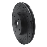 R1 92-97 Subaru SVX Front Left Drilled & Slotted Black Brake Rotor