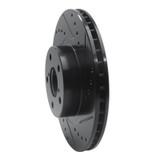 R1 90-16 Saab 9-2X Front Right Drilled & Slotted Black Brake Rotor