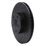 R1 90-16 Saab 9-2X Front Left Drilled & Slotted Black Brake Rotor