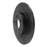 R1 15-20 Jaguar E-Pace Rear Right Drilled & Slotted Black Brake Rotor