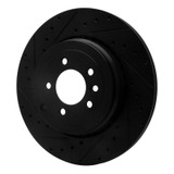 R1 10-13 Land Rover Range Rover Sport Rear Left Drilled & Slotted Black Brake Rotor