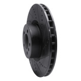 R1 10-12 Land Rover Range Rover Front Right Drilled & Slotted Black Brake Rotor
