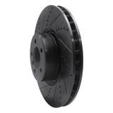 R1 10-12 Land Rover Range Rover Front Left Drilled & Slotted Black Brake Rotor