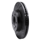 R1 05-07 Land Rover LR3 Front Left Drilled & Slotted Black Brake Rotor