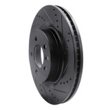 R1 05-09 Land Rover LR3 Front Right Drilled & Slotted Black Brake Rotor