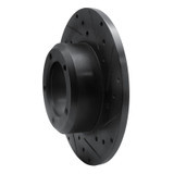 R1 74-99 Land Rover Defender 110 Front Right Drilled & Slotted Black Brake Rotor