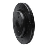 R1 2012-2025 Dodge Durango Rear Left Drilled & Slotted Black Brake Rotor