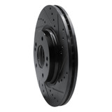 R1 20-25 Hyundai Kona Front Right Drilled & Slotted Black Brake Rotor