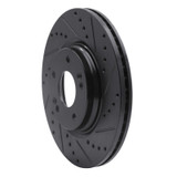 R1 15-25 Hyundai Kona Front Right Drilled & Slotted Black Brake Rotor