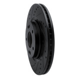 R1 15-25 Hyundai Kona EV Front Left Drilled & Slotted Black Brake Rotor