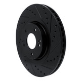 R1 13-20 Hyundai Santa Fe XL Front Right Drilled & Slotted Black Brake Rotor