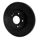 R1 10-13 Hyundai Santa Fe Front Left Drilled & Slotted Black Brake Rotor