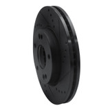 R1 01-05 Hyundai Santa Fe Front Right Drilled & Slotted Black Brake Rotor