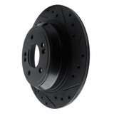 R1 09-20 Genesis G80 Rear Right Drilled & Slotted Black Brake Rotor