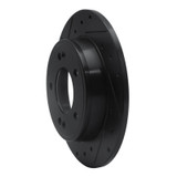 R1 11-25 Hyundai Kona Rear Left Drilled & Slotted Black Brake Rotor
