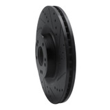 R1 11-17 Genesis G80 Front Right Drilled & Slotted Black Brake Rotor