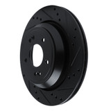 R1 11-17 Hyundai Equus Rear Right Drilled & Slotted Black Brake Rotor