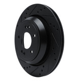 R1 11-17 Hyundai Equus Rear Left Drilled & Slotted Black Brake Rotor