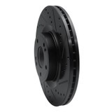 R1 10-16 Hyundai Genesis Coupe Front Right Drilled & Slotted Black Brake Rotor