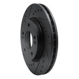 R1 07-10 Hyundai Elantra Front Left Drilled & Slotted Black Brake Rotor