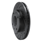 R1 01-03 Hyundai Sonata Front Left Drilled & Slotted Black Brake Rotor