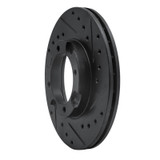 R1 87-99 Hyundai Excel Front Right Drilled & Slotted Black Brake Rotor