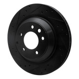 R1 05-18 Porsche Cayenne Rear Left Drilled & Slotted Black Brake Rotor
