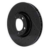 R1 10-24 Audi e-Tron GT Left Front Drilled & Slotted Black Brake Rotor