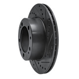 R1 87-89 Porsche 944 Except Turbo Front Right Drilled & Slotted Black Brake Rotor