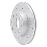 R1 82-83 Honda Accord Sedan Front Left Drilled & Slotted Silver Brake Rotor
