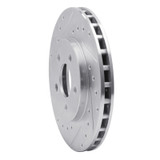 R1 84-95 Chrysler LeBaron GTC & GTS Front Left Drilled & Slotted Silver Brake Rotor