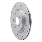 R1 06-08 Jaguar S-Type Rear Left Drilled & Slotted Silver Brake Rotor