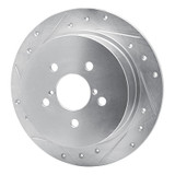 R1 05-09 Subaru Outback Rear Left Drilled & Slotted Silver Brake Rotor