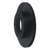 R1 83-89 Chrysler Conquest Rear Left Drilled & Slotted Black Brake Rotor