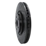 R1 10-17 Lexus LS460 Right Front Drilled & Slotted Black Brake Rotor