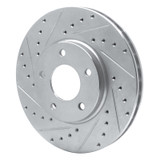R1 97-03 Jaguar XJ8 Front Left Drilled & Slotted Silver Brake Rotor