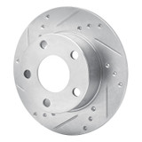R1 80-91 Audi 200 Rear Left Drilled & Slotted Silver Brake Rotor