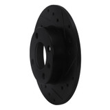 R1 86-93 Volkswagen Quantum Rear Right Drilled & Slotted Black Brake Rotor
