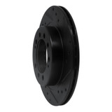 R1 83-89 Chrysler Conquest Rear Right Drilled & Slotted Black Brake Rotor