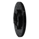 R1 83-91 Dodge COLT Front Right Drilled & Slotted Black Brake Rotor