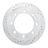 R1 20-25 Chevrolet Silverado 3500 HD Rear Left Drilled & Slotted Silver Brake Rotor