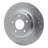 R1 10-16 Hyundai Genesis Coupe Rear Left Drilled & Slotted Silver Brake Rotor