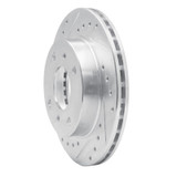 R1 89-96 Nissan 240SX Front Left Drilled & Slotted Silver Brake Rotor