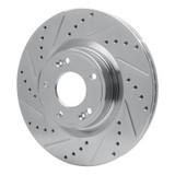 R1 09-11 Hyundai Genesis Sedan Front Left Drilled & Slotted Silver Brake Rotor