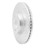 R1 09-14 Hyundai Genesis Sedan Front Left Drilled & Slotted Silver Brake Rotor